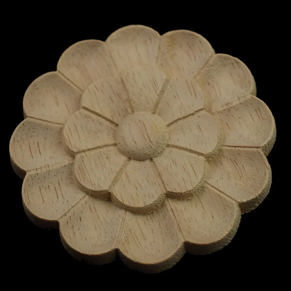 

Round Vintage Unpainted Wood Carved Decal Corner Applique Frame for Home Furniture Wall Cabinet Door Decorative Miniature