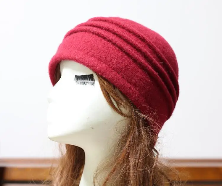 Новые женские шляпы 100% чистой шерсти купол зимние шапки для женщин Цветочный