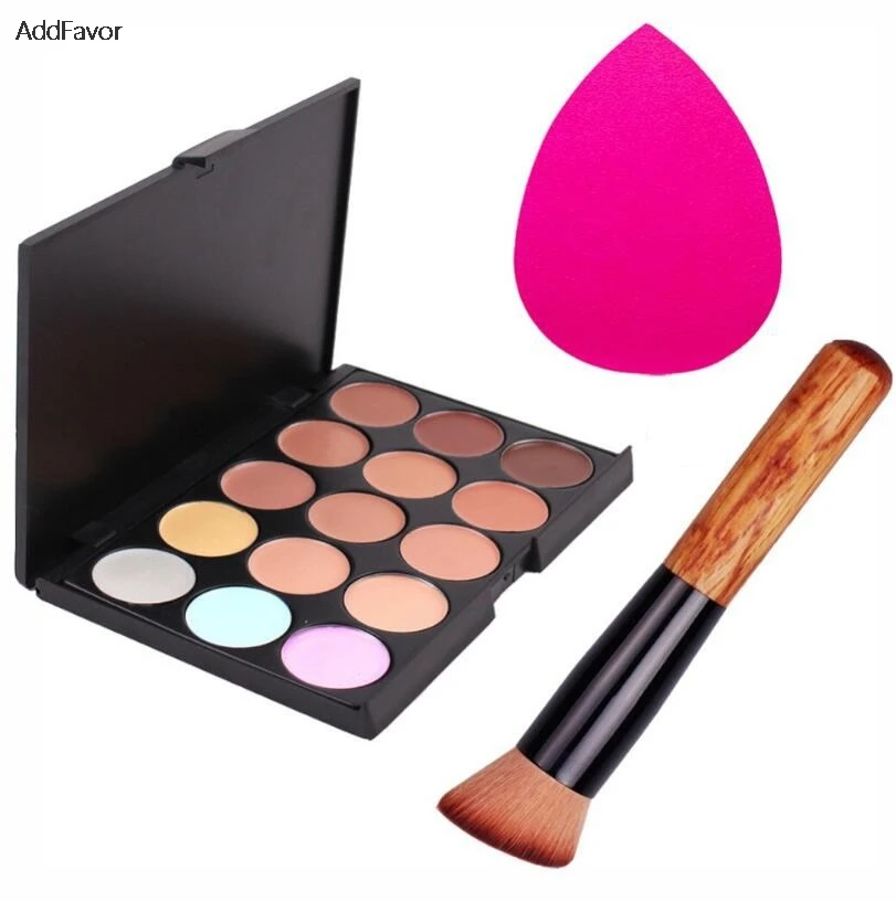 Набор для макияжа AddFavor Pro 15 цветов палитра консилера губка основы под макияж