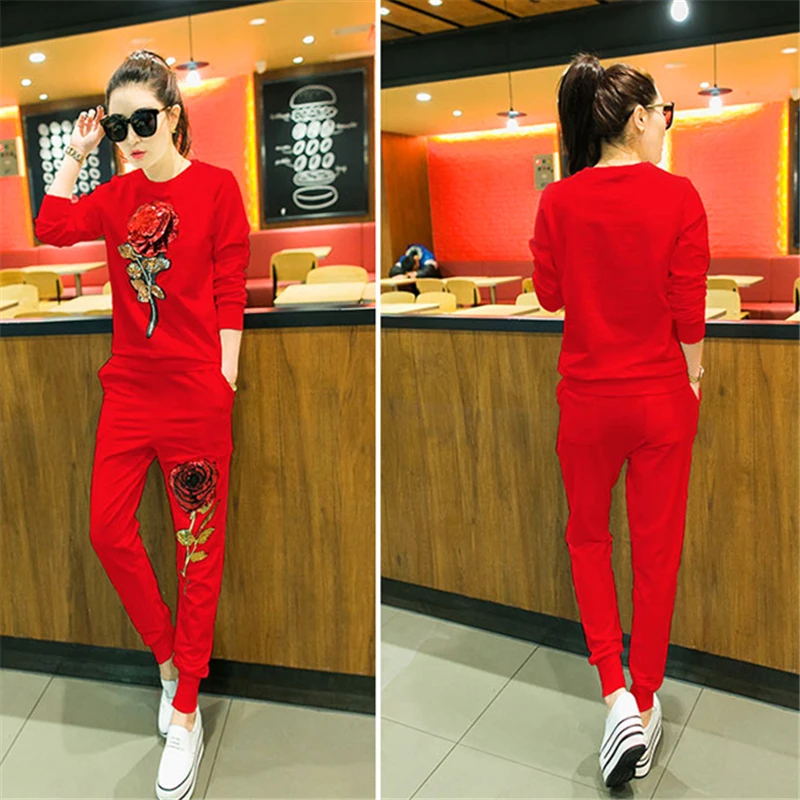 Модные женские комплекты из двух предметов весенний пуловер в цветочек с