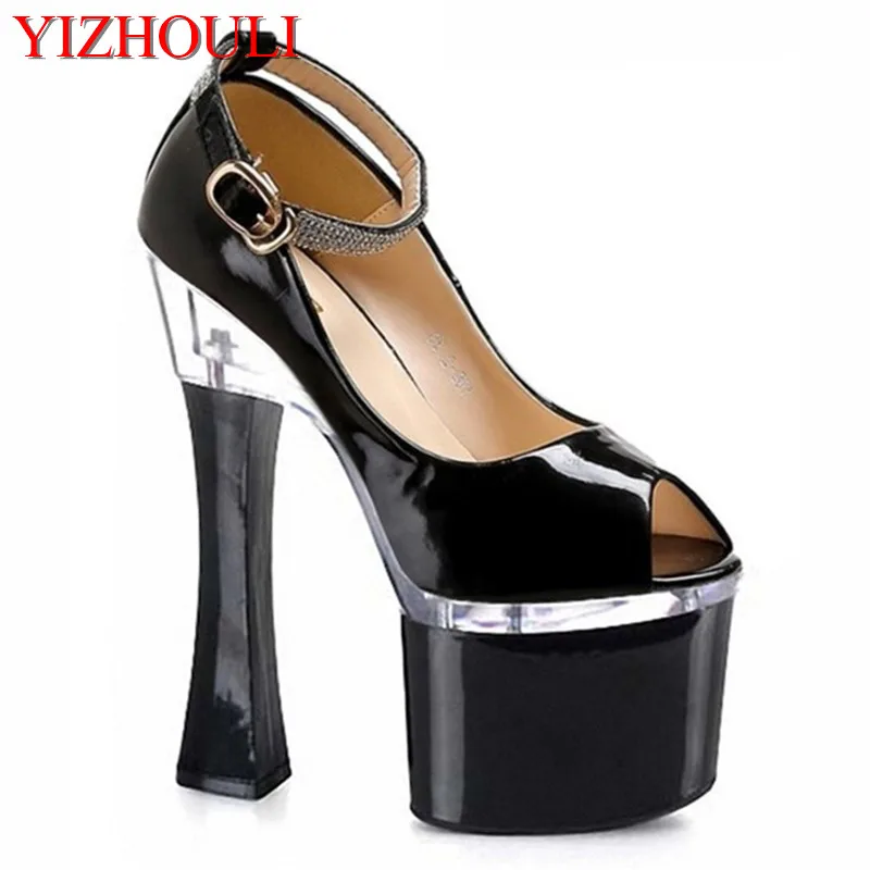 18cm high heels, unique glasses and fish-mouth shoes, hate the height of a waterproof platform club and women's Dance Shoes