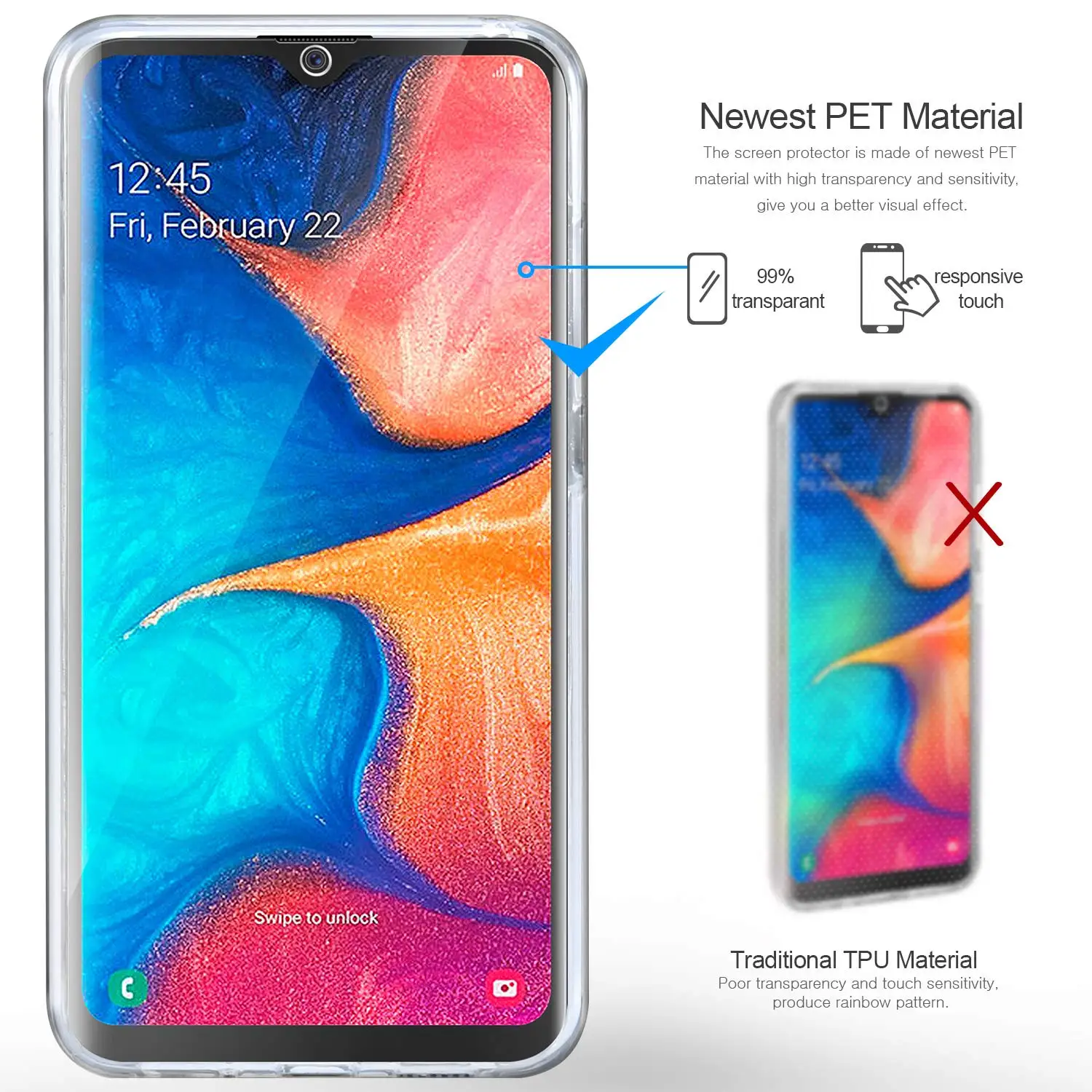 For Samsung Galaxy A20E A20 A 20 E 2019 Case 360 Degree Silicone Cover 2 in 1 Hard PC Back + Soft TPU Front |