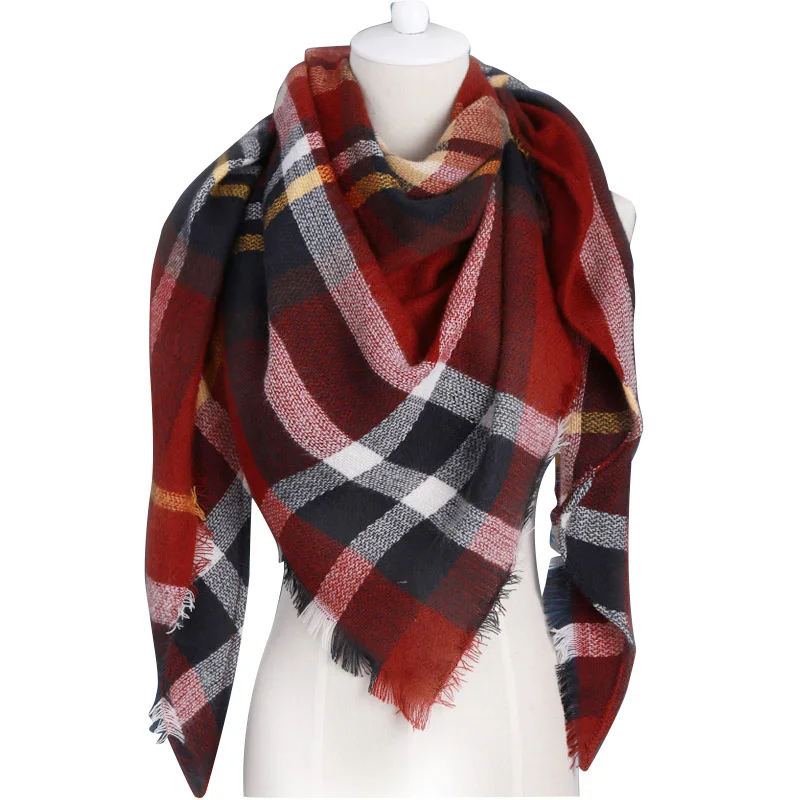 

Winter Scarf 2022 Brand triangle Tartan Cashmere Scarf Women Wool Plaid Blanket Scarf Pashmina Wrap Shawls and Scarves Hijab