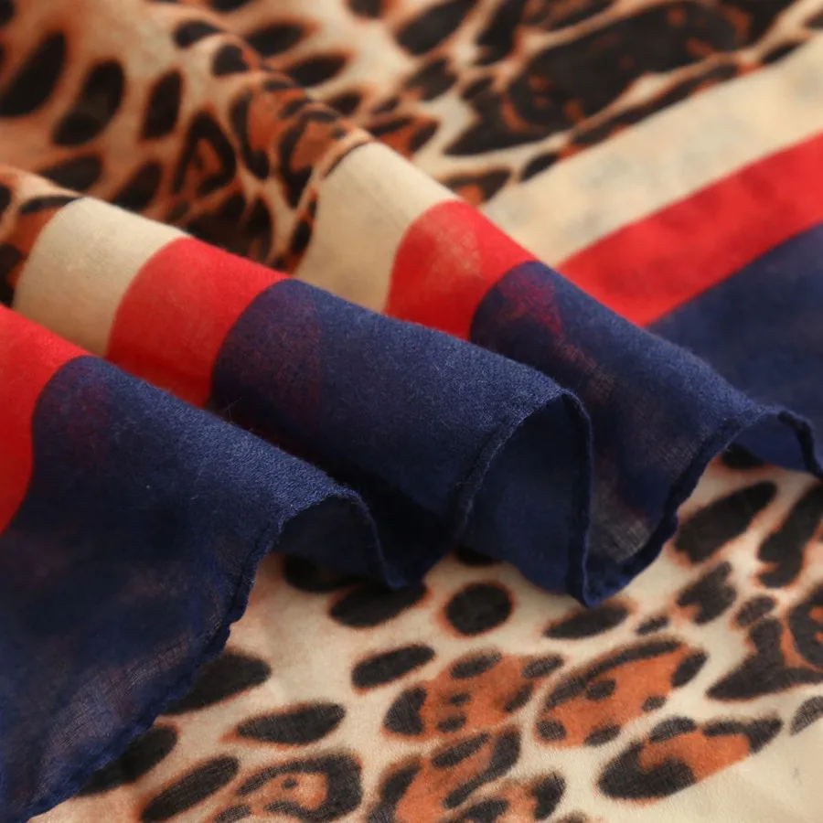 Весенний брендовый Леопардовый шарф женские головные шарфы с леопардовым