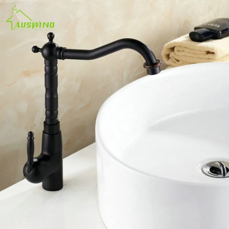 

Auswind Antique Brass Faucet Kitchen Swivel Brass Faucets Bathroom Faucet Basin Mixer Tap