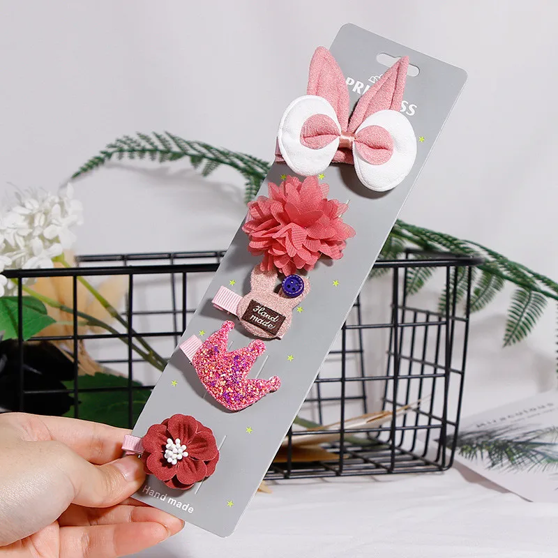 5 шт. новые милые цветочные шпильки для волос в стиле принцессы с бантом заколка