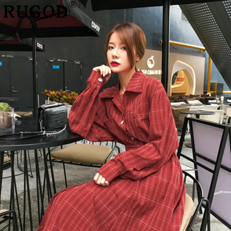 Платье RUGOD женское длинное с отложным воротником весеннее 2019|Женские платья| |