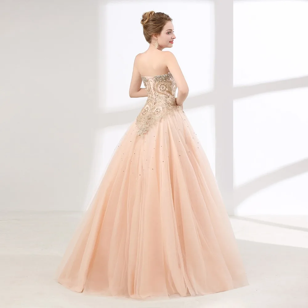 ANGELSBRIDEP розовые платья Quinceanera отделанный кристаллами тюль платье для