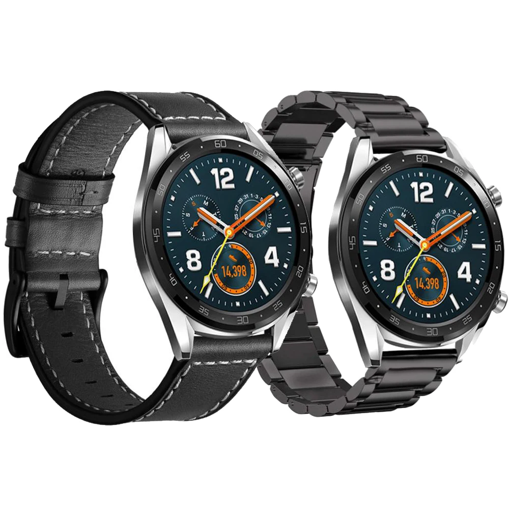 22 м 2in1 для huawei watch GT Active Нержавеющая сталь браслет+ выпуска кожаный ремешок для samsung Galaxy часы 46 мм Шестерни S3