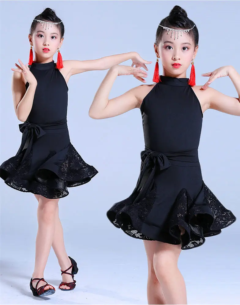 

Latin Dance dress for girls ballroom competition lace latin salsa dress kids girl rumba samba spandex children 2018 tango skirt