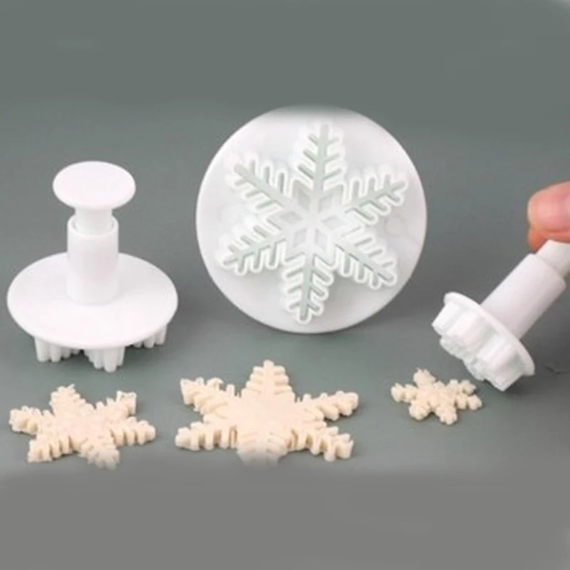 Форма для торта 3 шт./компл. в виде снежинок Fondant украшения Плунжер сахарная