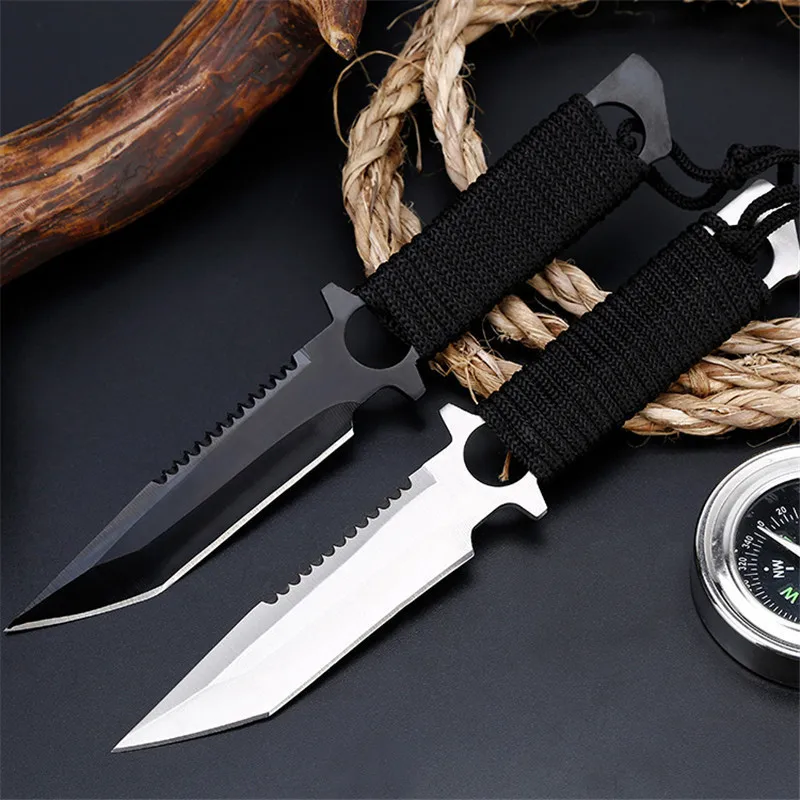 Hunting knife fixed bladeTactical Paratroopers Knife Hunt Stainless Steel Diving Outdoor Survival Camping Pocket Knives machet