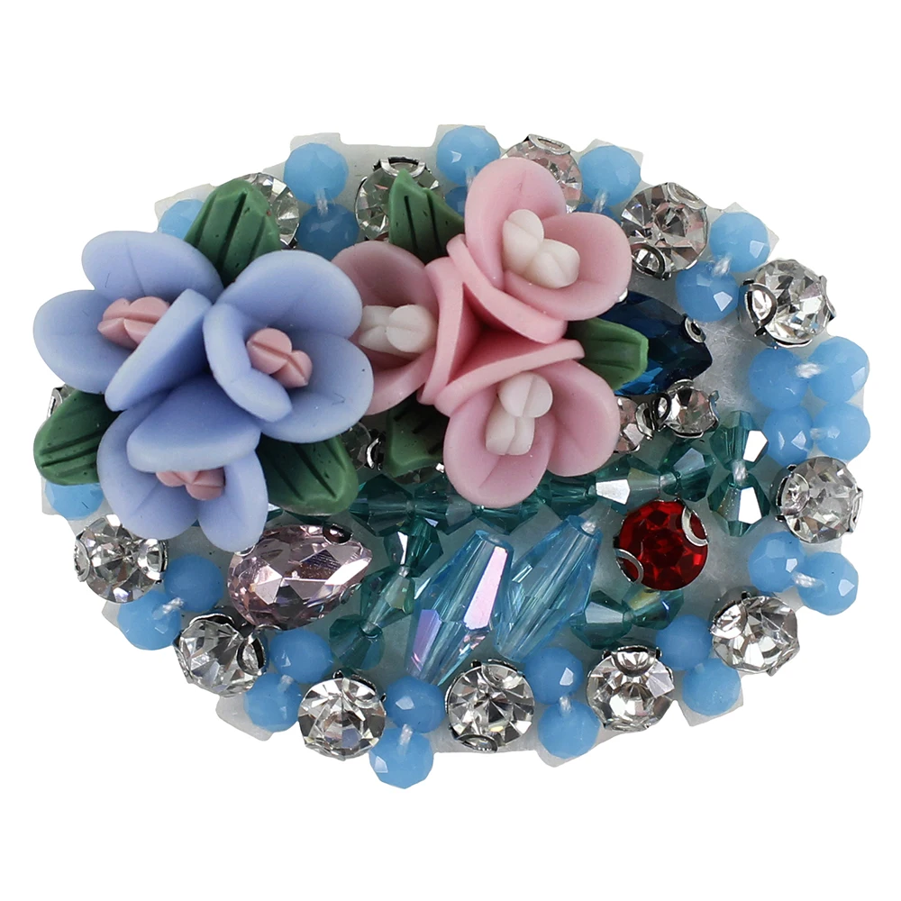 10 шт. объемные овальные бейджи с цветами ручной работы алмазные мотив аппликация