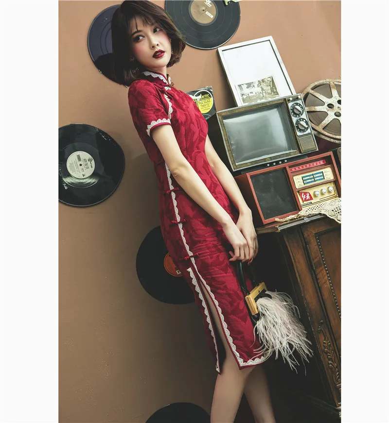 Винтаж короткий рукав леди девушка тонкий qipao Cheongsam платья