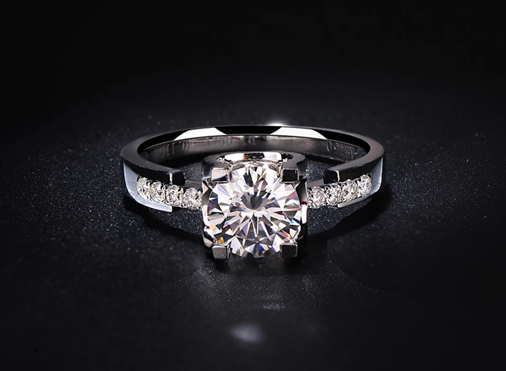 9K белое золото 1ct 2ct 3ct Moissanite бриллиантовое кольцо VVS1 круглая бриллиантовая огранка ювелирные изделия Свадебная церемония кольцо на головщину