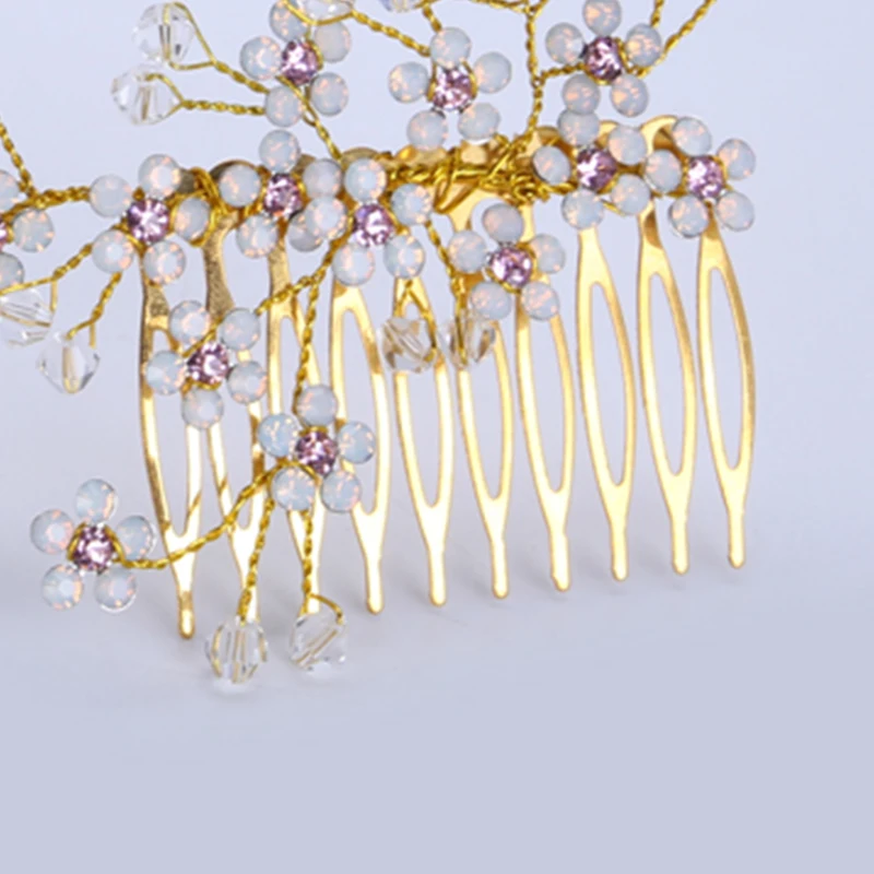 Модные свадебные гребни Стразы с маленькими кристаллами и цветами для невесты