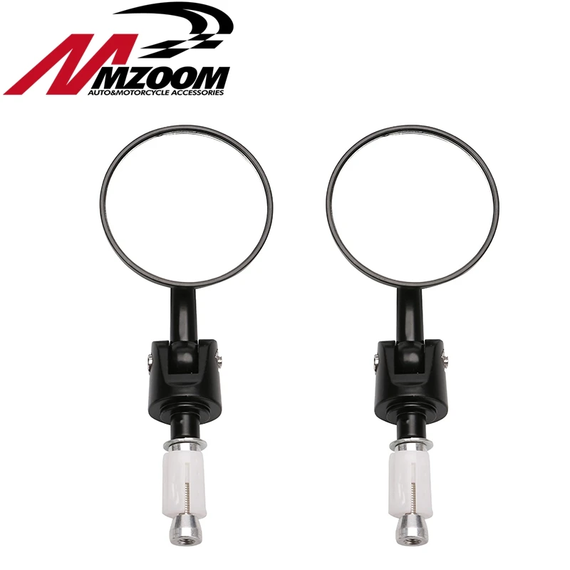 Motorcycle CNC Aluminum Universal Rear Rearview Side View 3&quot Handle Bar End 7/8&quot Mirrors Round Black NEW|mirror bar end|motorcycle mirror