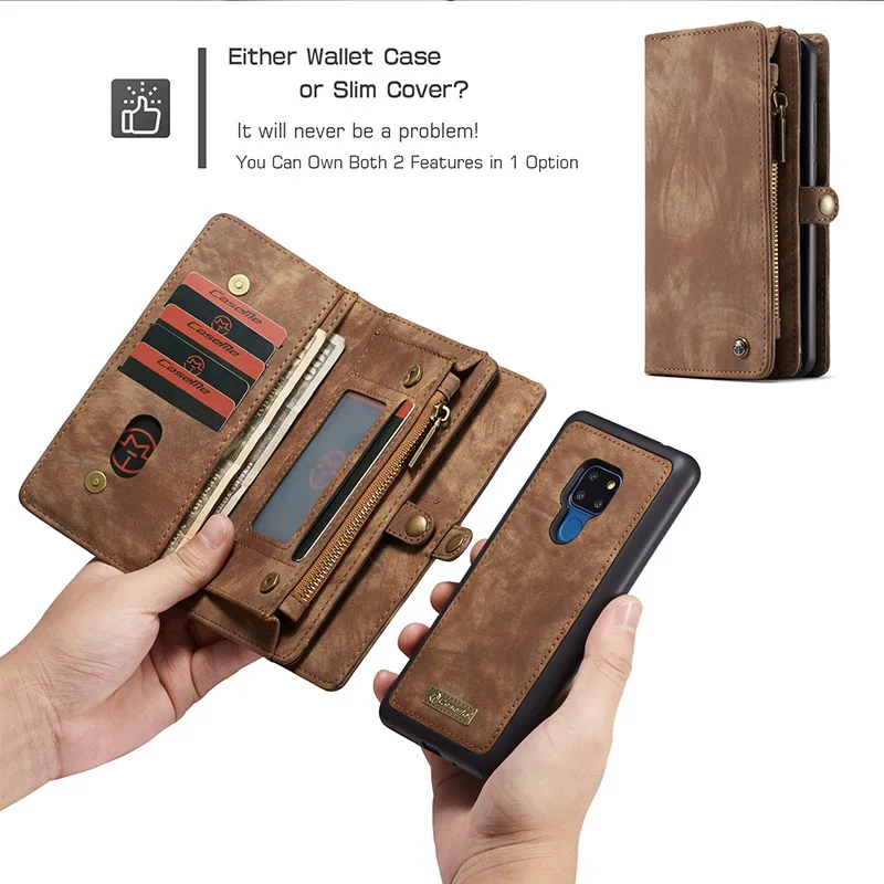 Для Coque Huawei Mate 20 P30 Pro Роскошный кошелек на молнии Магнитный чехол из натуральной