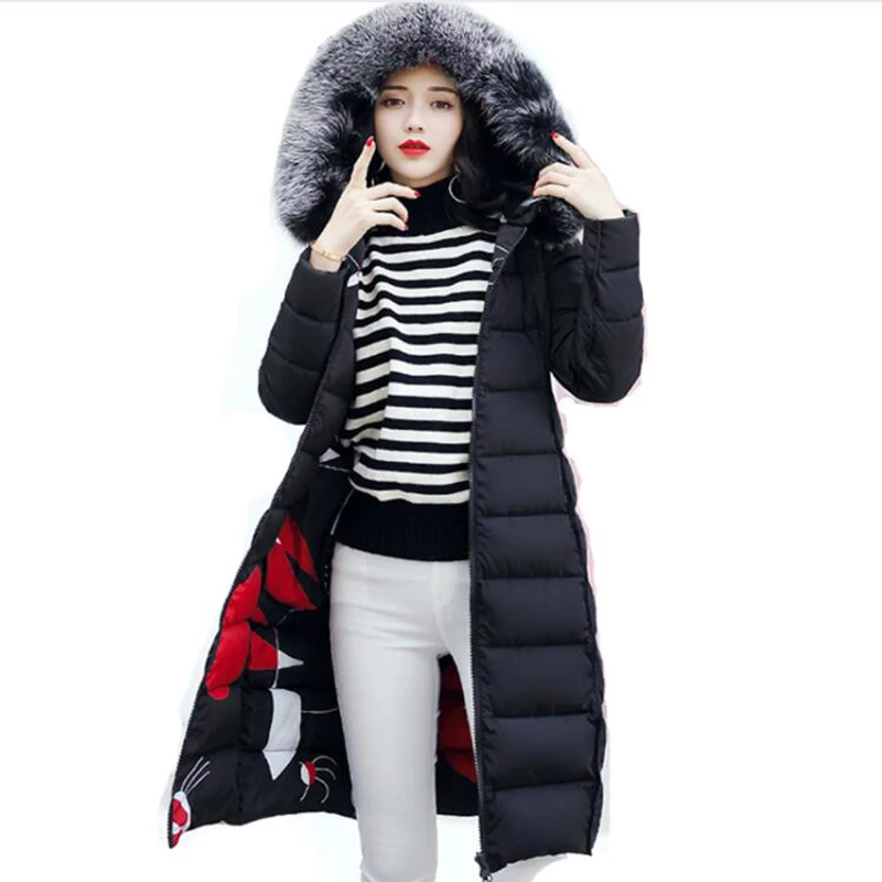 2019 зимняя женская куртка с капюшоном пальто меховым воротником теплая длинная