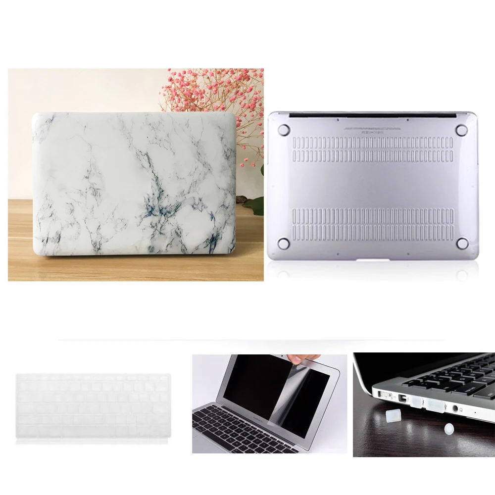 Мраморный пластиковый чехол для ноутбука 4 в 1 + клавиатуры только 2018 Alppe Macbook Air 13 с