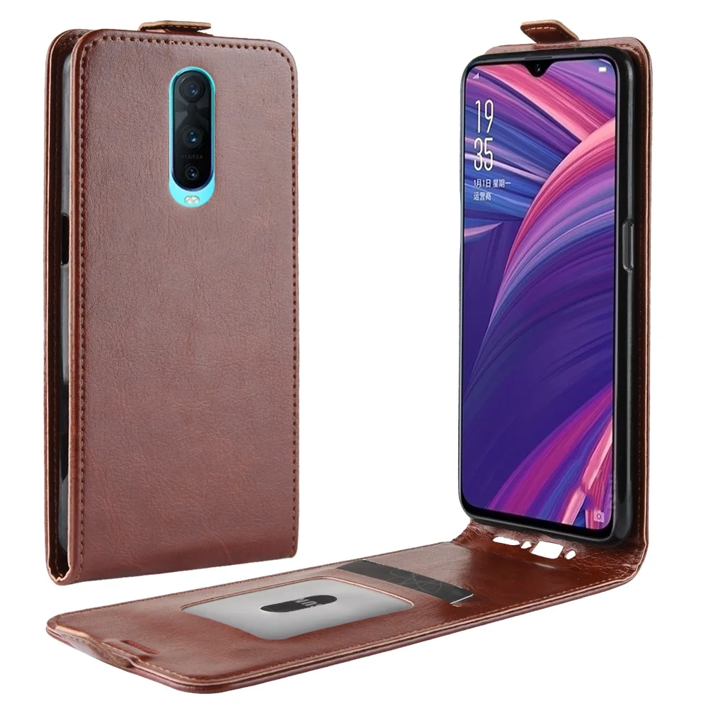 Флип-чехол для OPPO R17 Pro кожаный плотный однотонный с отделением карт | Мобильные