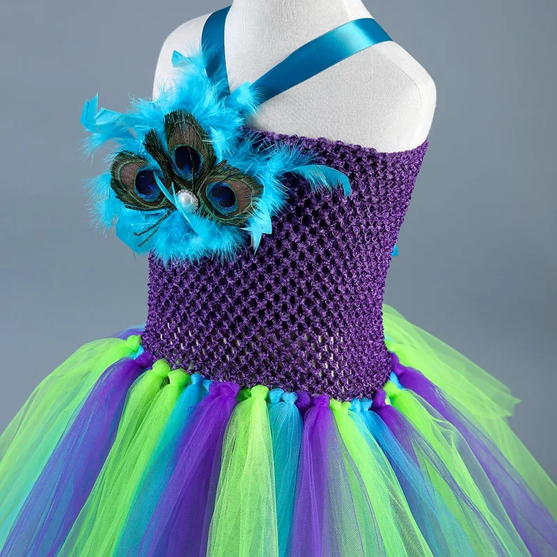 Платье принцессы для девочек с павлином вечеривечерние на день рождения ручной