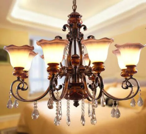 

modern minimalist creative living room European crystal chandeliers