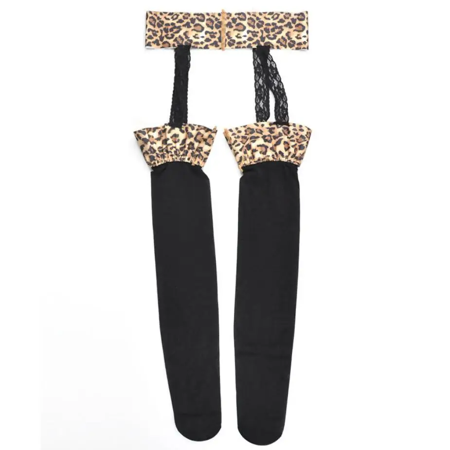 Сетчатые нейлоновые чулки с леопардовым принтом женские сексуальные кружевные