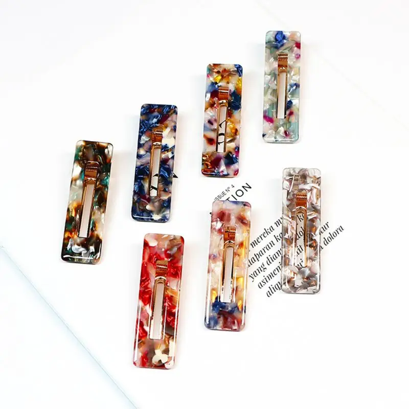 Ацетат Геометрическая Женская Девушка Винтажная заколка для волос Цветная