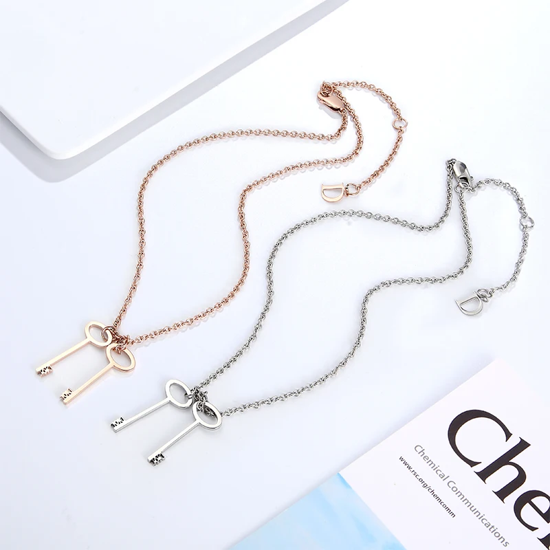 Женская пара ожерелье из нержавеющей стали модный ключ подвеска кость цепь День