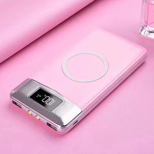 QI Беспроводное зарядное устройство для iPhone 8 8 plus XS power Bank Внешний аккумулятор встроенный беспроводной зарядное устройство power Bank портативный - Цвет: Pink
