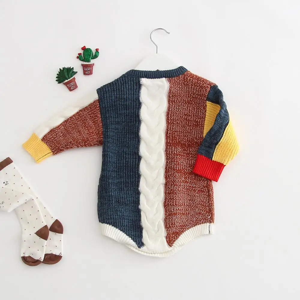 Брендовый комбинезон для девочек новинка 2019 Зимний вязаный Комбинезон маленьких