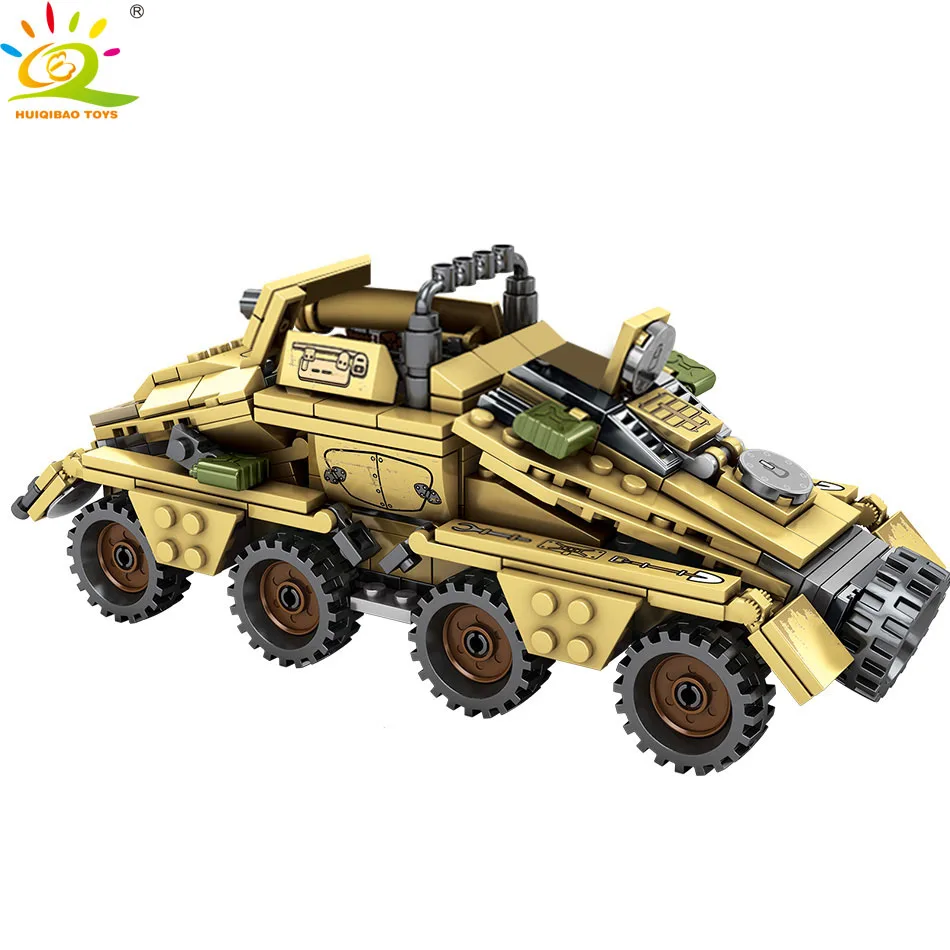 HUIQIBAO игрушки 4 стиля военный бронированный автомобиль строительные блоки для