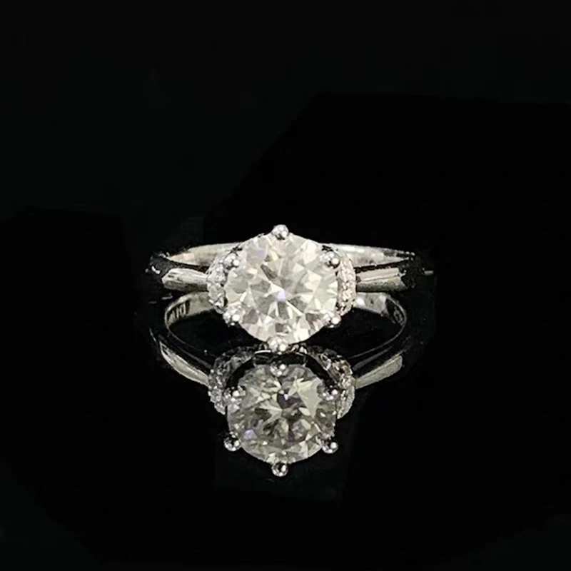 Стерлинговое Серебро 925 пробы, 1ct, 2ct, 3ct, круглая огранка, корона, бриллиант, фиолетовые ювелирные изделия, Муассанит, кольцо на свадьбу, вечеринку, годовщину