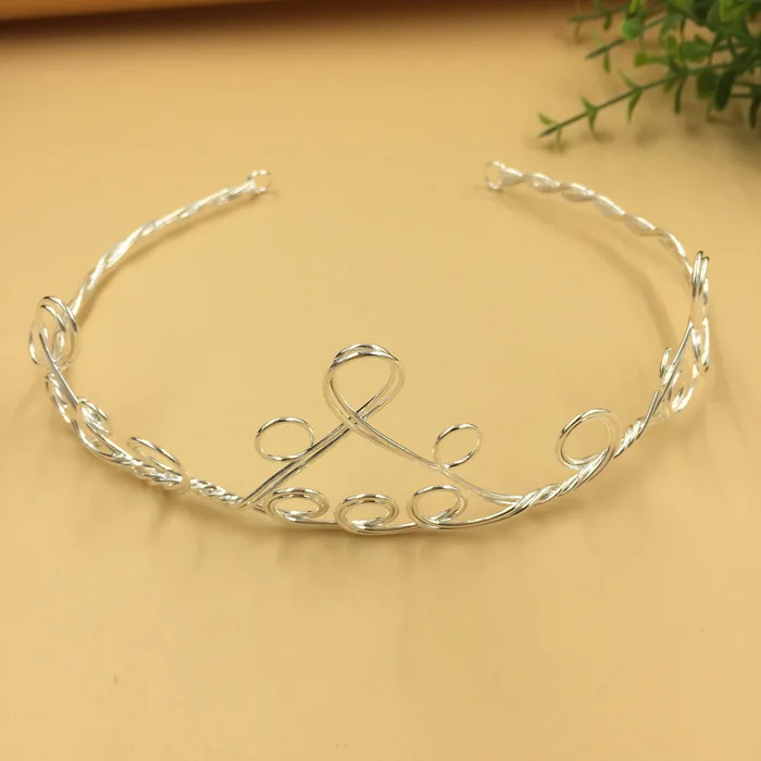 Silver color 1 шт./лот, цвет: золото, серебро, родий, размер, регулируемая Корона, диадемы, ювелирное изделие, головной убор, повязки для волос, украшения для волос для женщин и мужчин - Окраска металла: Silver color