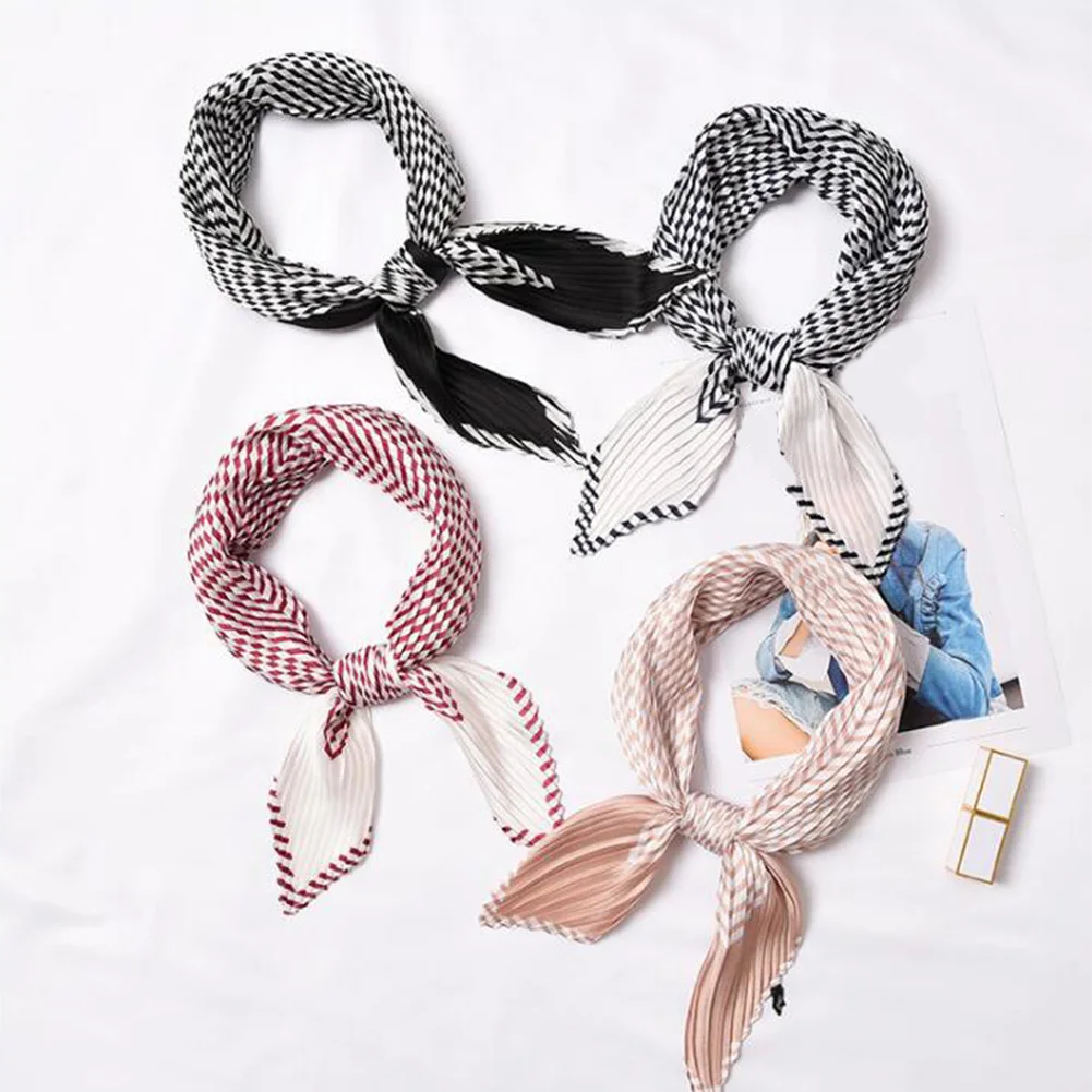 Элегантный платок с квадратным принтом в горошек маленький шелковый шарф для