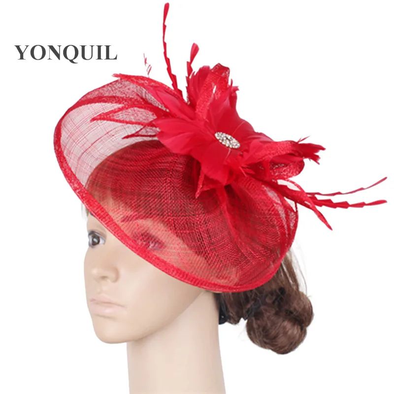 Модные шляпы sinamay головные уборы fedora свадебные с перьями и цветами элегантные