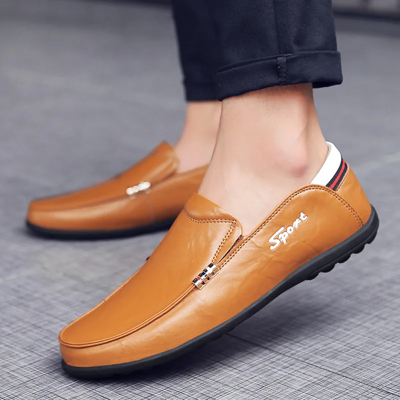 Туфли мужские кожаные на плоской подошве без застежки | Обувь