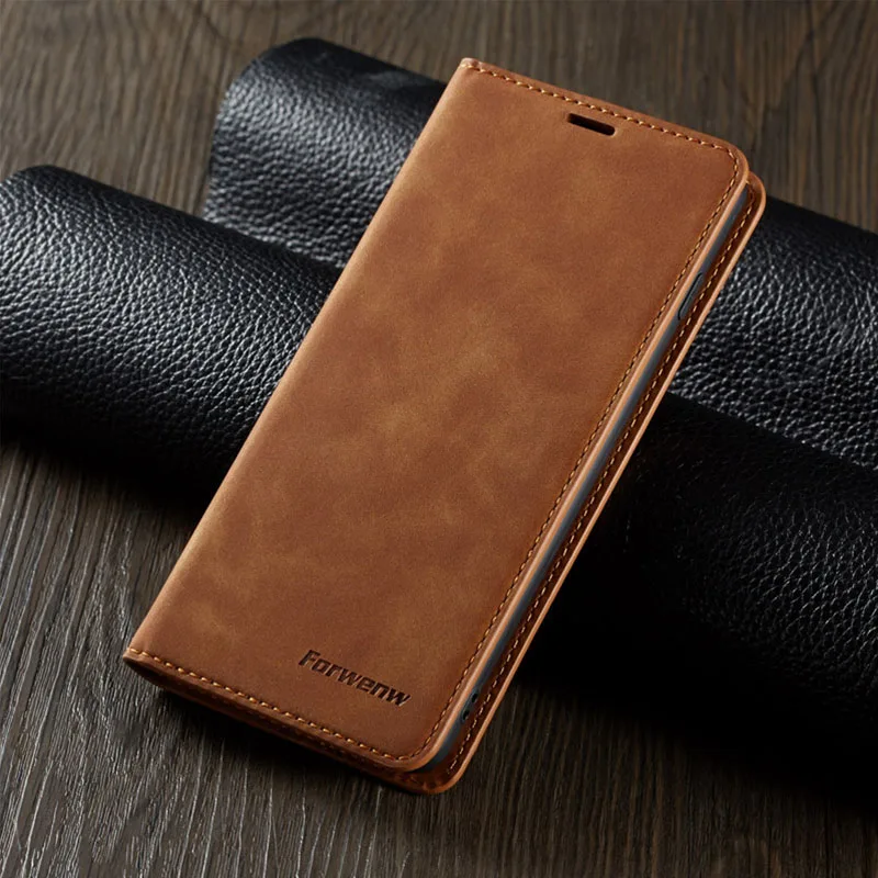 Brown Роскошный кожаный флип чехол для samsung Galaxy S9 S8 S10 J4 J6 плюс A40 A50 A60 A70 A30 Note9 A7 A8, функцией подставки и магнитной защелкой бумажник чехол Coque - Цвет: Brown