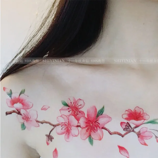 Сакура Водонепроницаемый временные Татуировки Наклейки женский стойких секс