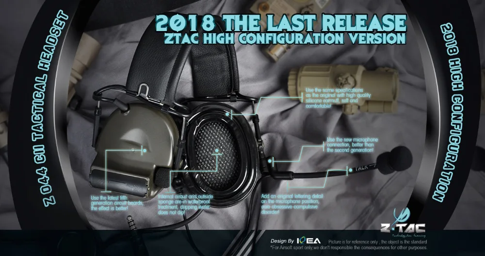 ZTAC конфигурация версия силиконовый наушник водонепроницаемый страйкбол гарнитура Z044