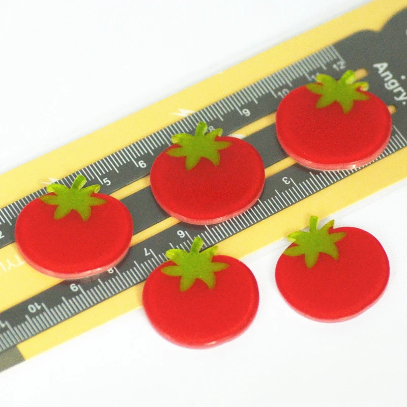 28 мм плоские блестящие помидоры фруктовый плоский ломтик кабошоны из смолы