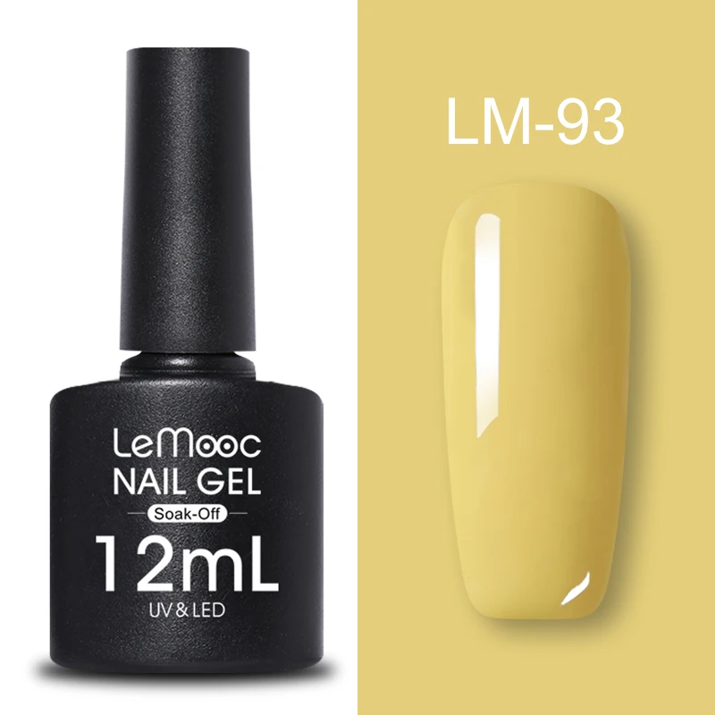LM-93 LEMOOC, 12 мл, Цветной Гель-лак для ногтей, блестки, блестки, полуперманентный замачиваемый лак, УФ-гель, сделай сам, Гель-лак для ногтей - Цвет: LM-93