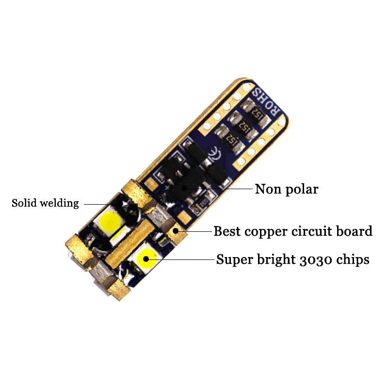 50 шт. 12V-18V T10 canbus 10 smd 3030 без ошибок неполярный 0.18A 194 W5W 501 автомобиля Клин хвост
