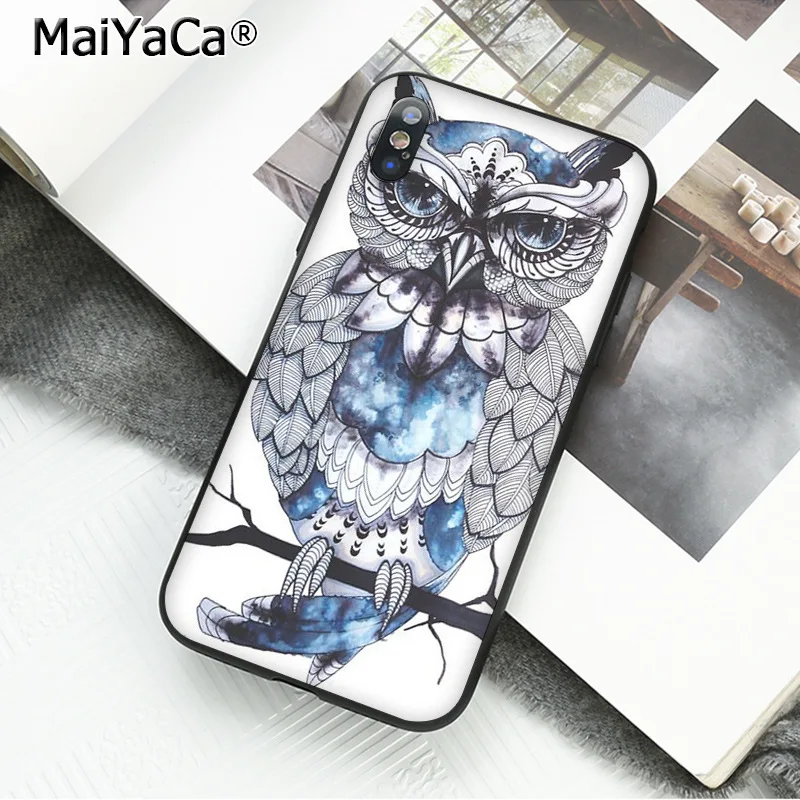Защитный мобильный телефон MaiYaCa чехол с изображением совы на дереве для iPhone X XS MAX 6