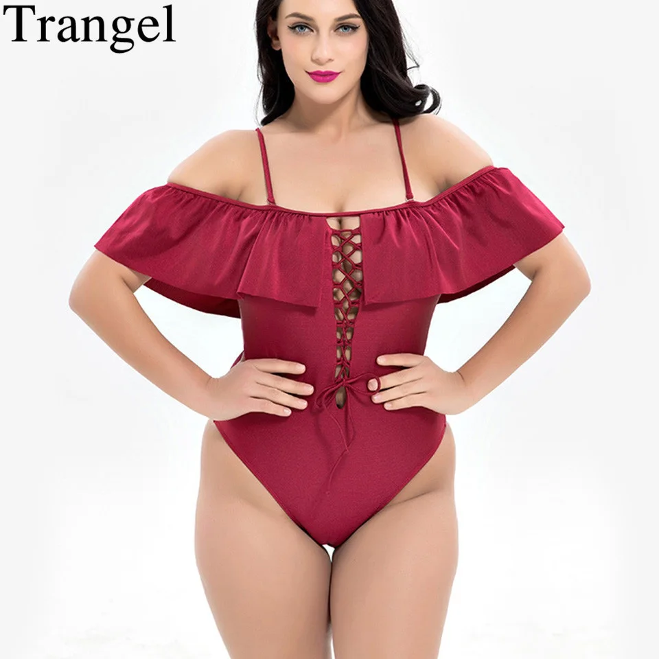 Купальник с открытыми плечами Trangel сексуальный цельный купальник большого