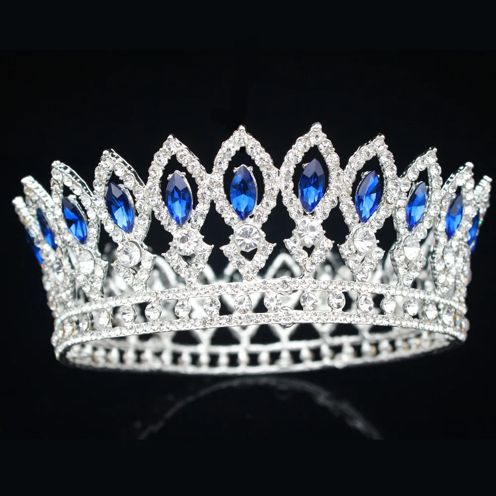 Gold Crystal Full Circle Bridal Queen Tiara Crown Vinatge Wedding Pageant Bride Hair Jewelry Accessories For Women Headpiece