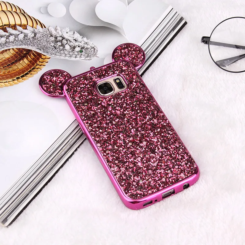 3D Minnie Mickey Mouse Ears Case For Samsung Galaxy S10 S9 S8 Plus S7 S6 Edge Lite Soft Bling Glitter Cover Phone Bags Coque |
