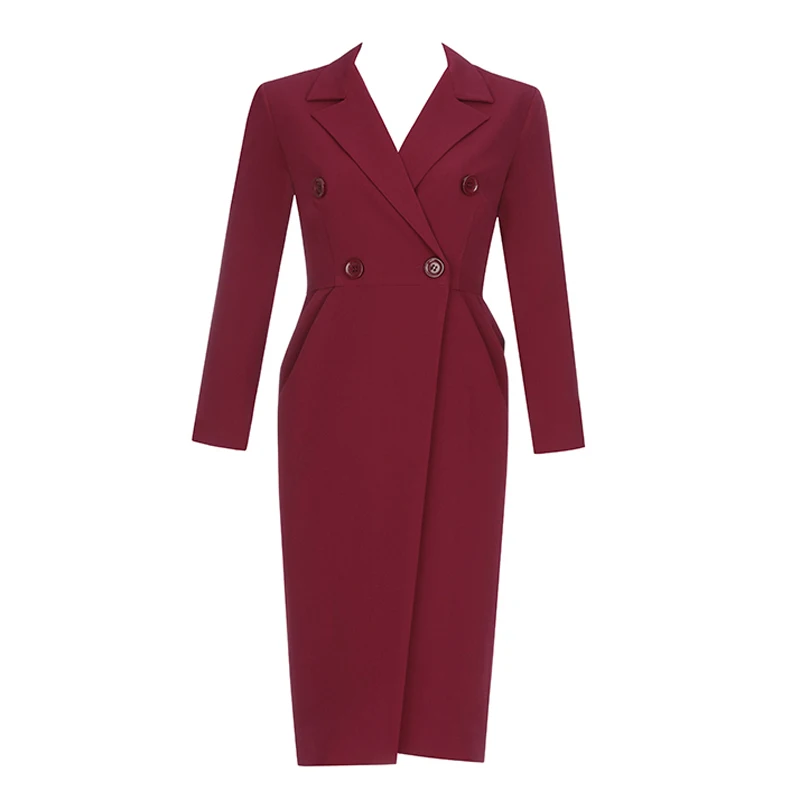 Bqueen 2019 New Women Long Sleeve V Neck Formal Blazers Botton Suits Wear To Work Fahion Sexy Split For Lady Suit Dress | Женская одежда