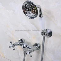 polished chrome bathroom bath wall mounted hand held shower head kit shower faucet sets nna280